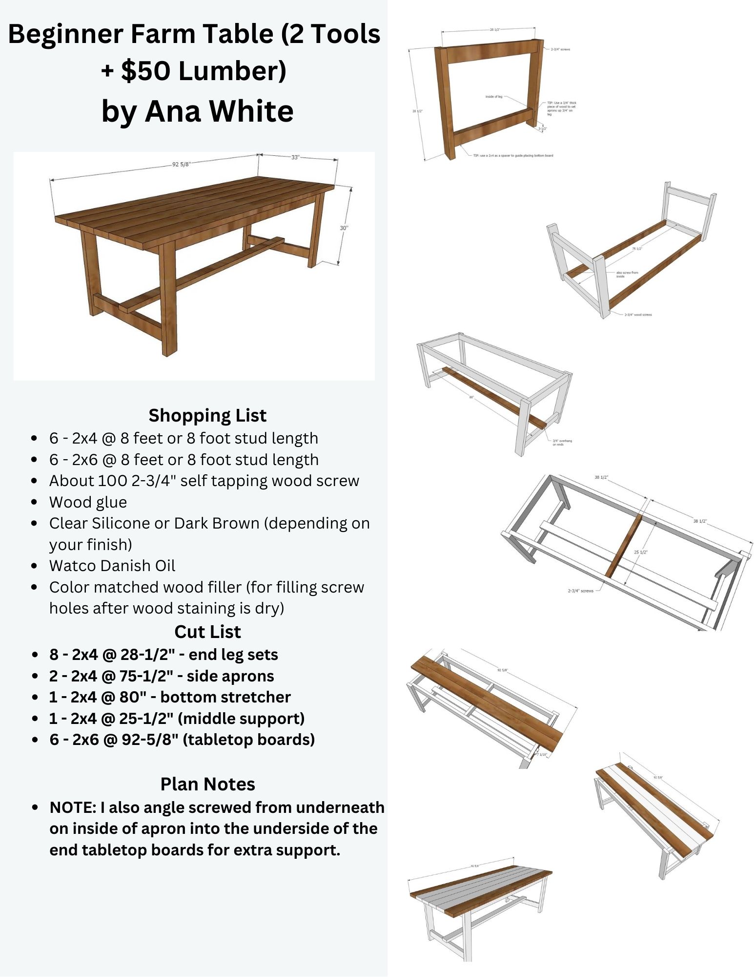 Beginner Farm Table (2 Tools + $50 Lumber)