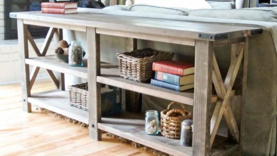 ana white rustic x console table