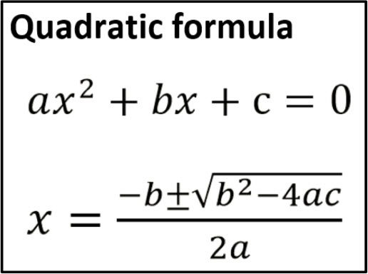 Notes for Quadratic Formula