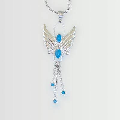 sterling silver angel pendant with turquoise