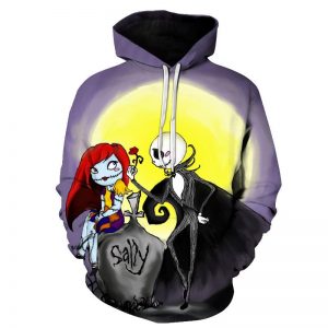 Halloween Jack Skellington gives Sally a rose 3D printed hoodie