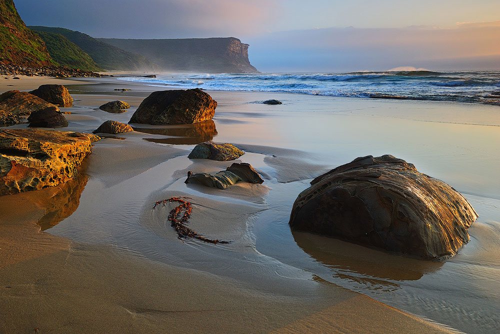 Sidelight oceanside during sunrise ocean picture