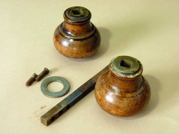 Antique Turned Wood Door Knobs with Shaft