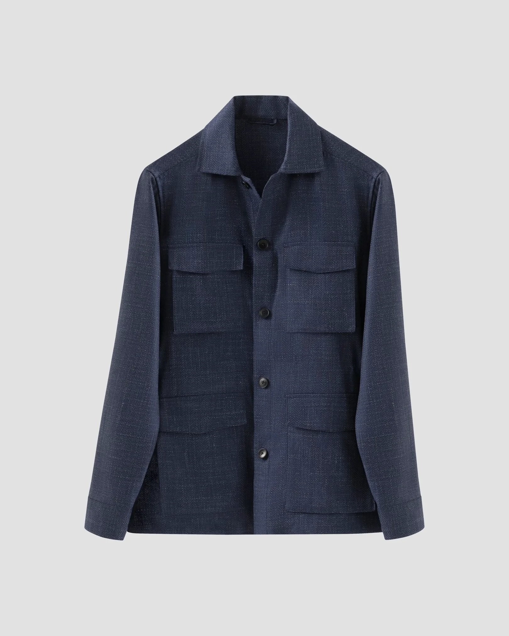 Eton - Herringbone Wool Linen Overshirt