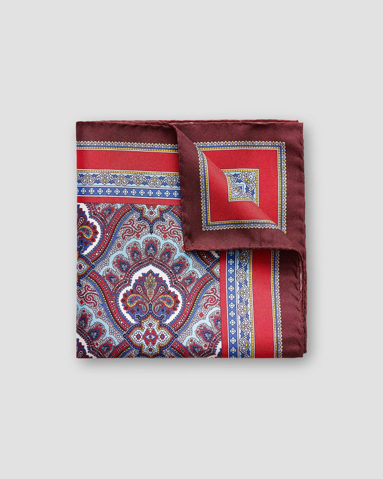 Eton - Red Paisley Print Pocket Square