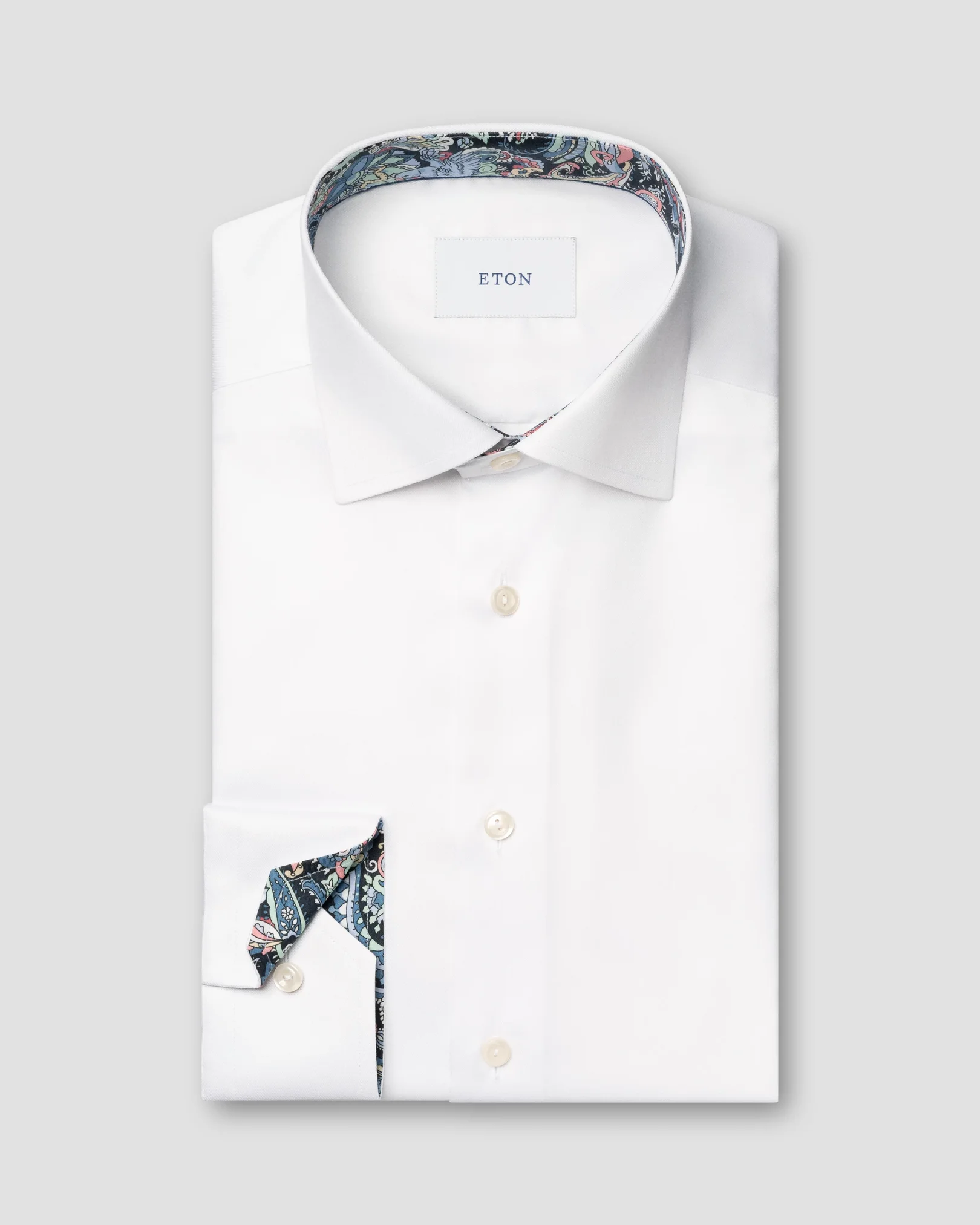 Eton - Solid Signature Twill Paisley Effect Shirt