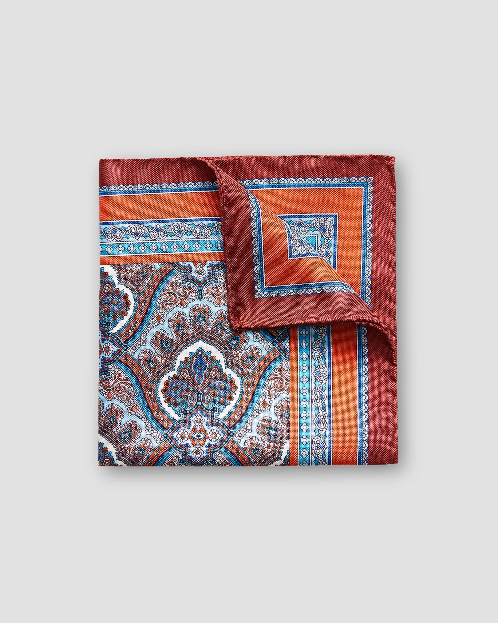 Eton - Orange Paisley Print Pocket Square