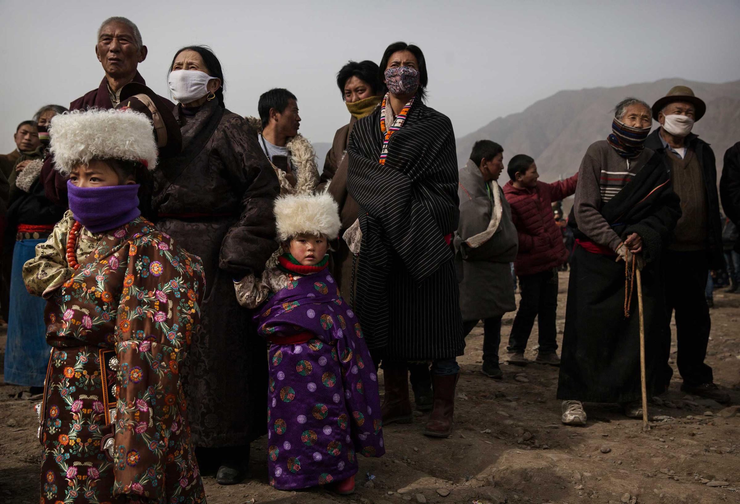 Tibetan Buddhist take part in a special prayer during Monlam or the Great Prayer rituals at the Labrang Monastery, Xiahe County, Amdo, Tibetan Autonomous Prefecture, Gansu Province, China, March 3, 2015.