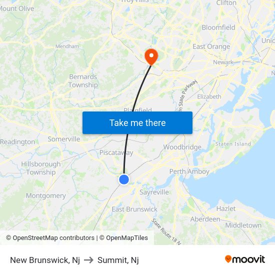 New Brunswick, Nj to Summit, Nj with public transportation