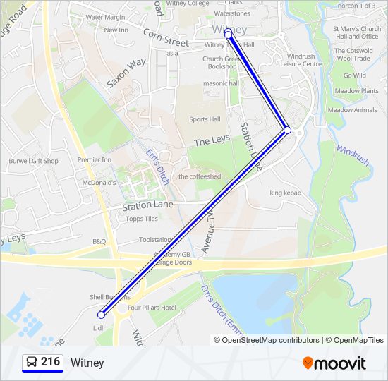 216 Route: Schedules, Stops & Maps - Witney (Updated)