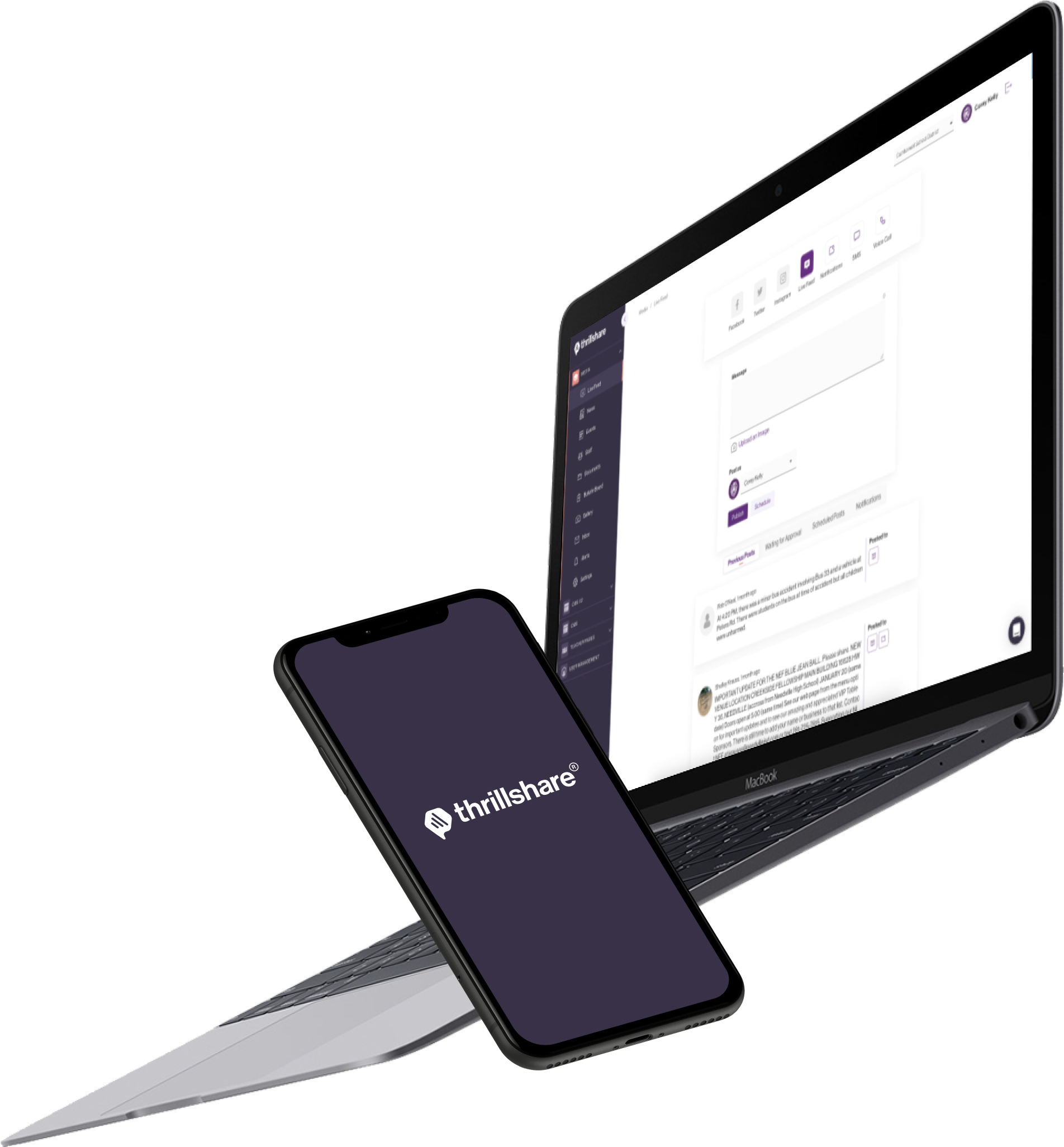 A laptop and iPhone using Thrillshare