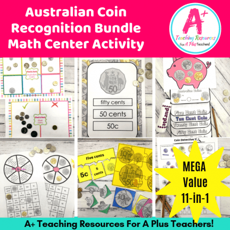 Image of Math Center Activities For teaching Australian coins