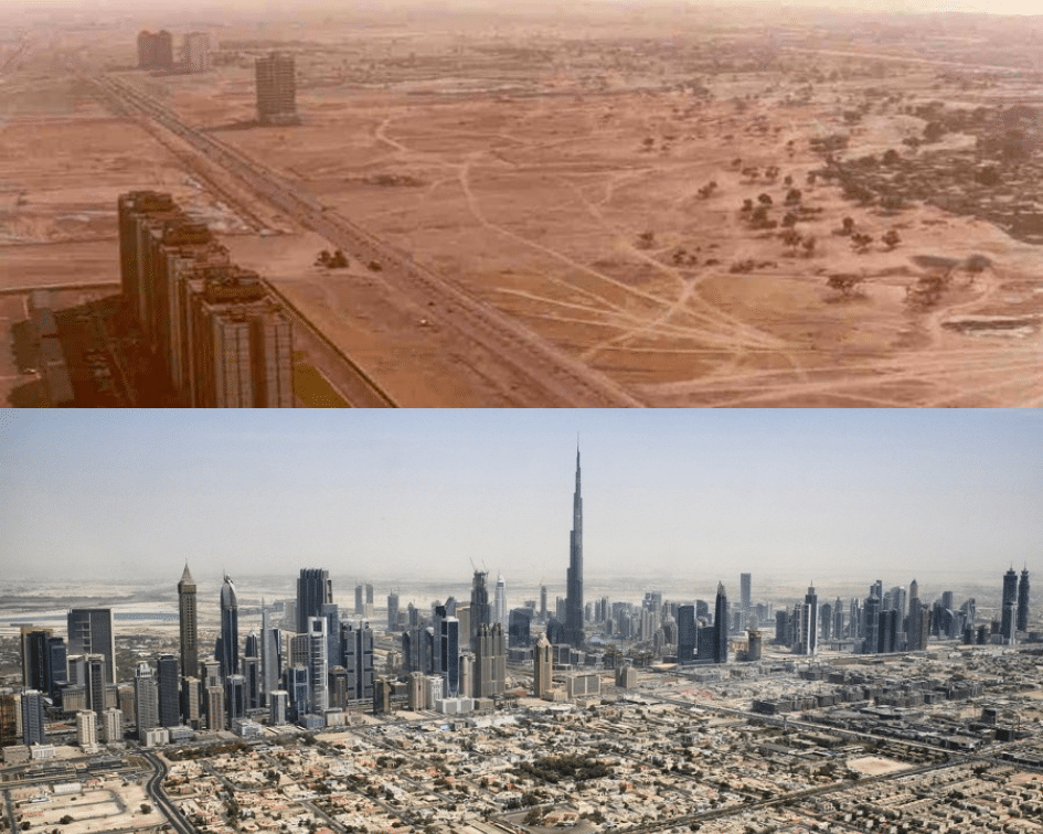 Dubai Skyline Before and After, Dubai, UAE