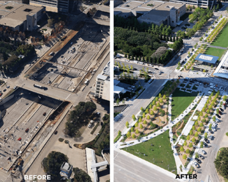 Kyle Warren Park Before and After, Dallas Texas