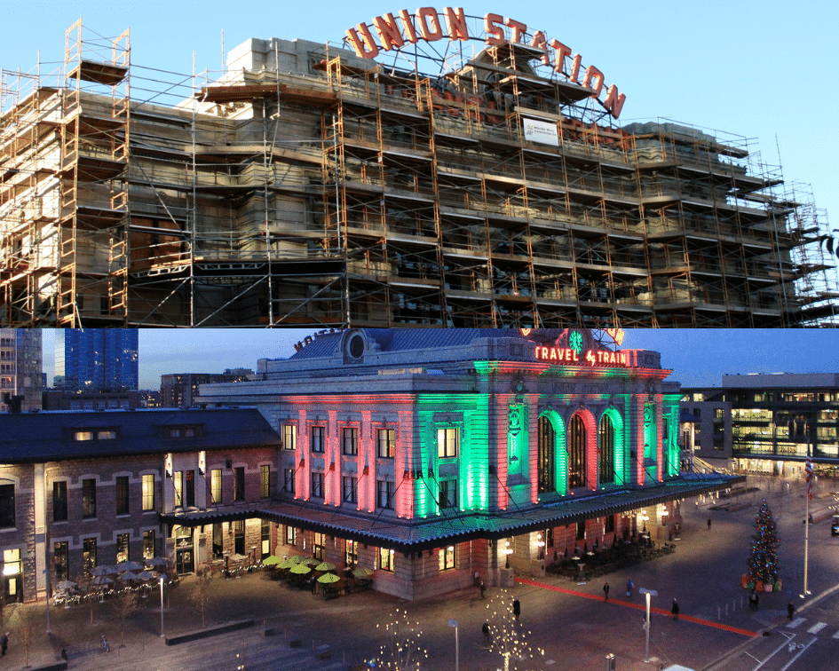 Denver Union Station Main Terminal Before and After, Denver Colorado