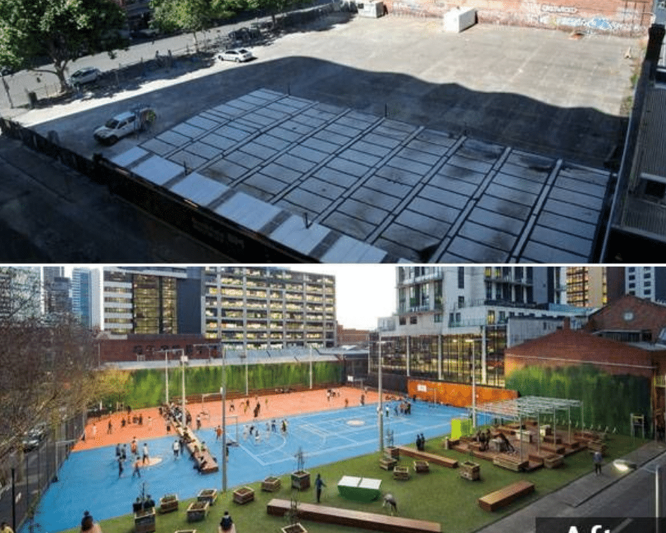 A'Beckett Urban Square Before and After, Melbourne Australia