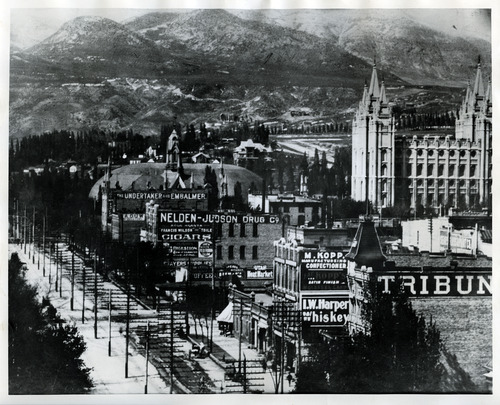 Tribune file photo

A view looking north along West Temple is seen in the 1880s.