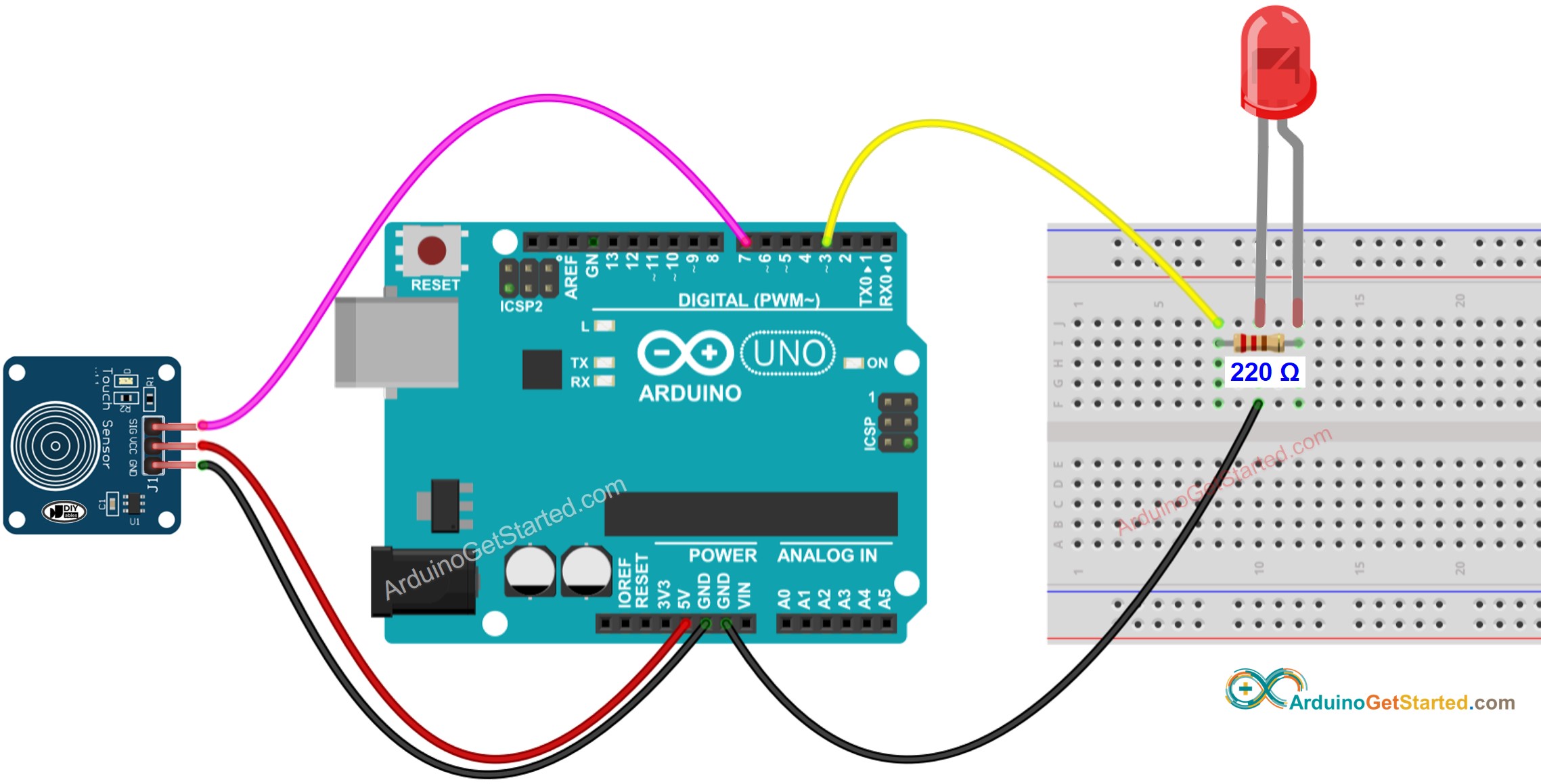 Arduino Touch Sensor LED Wiring Diagram