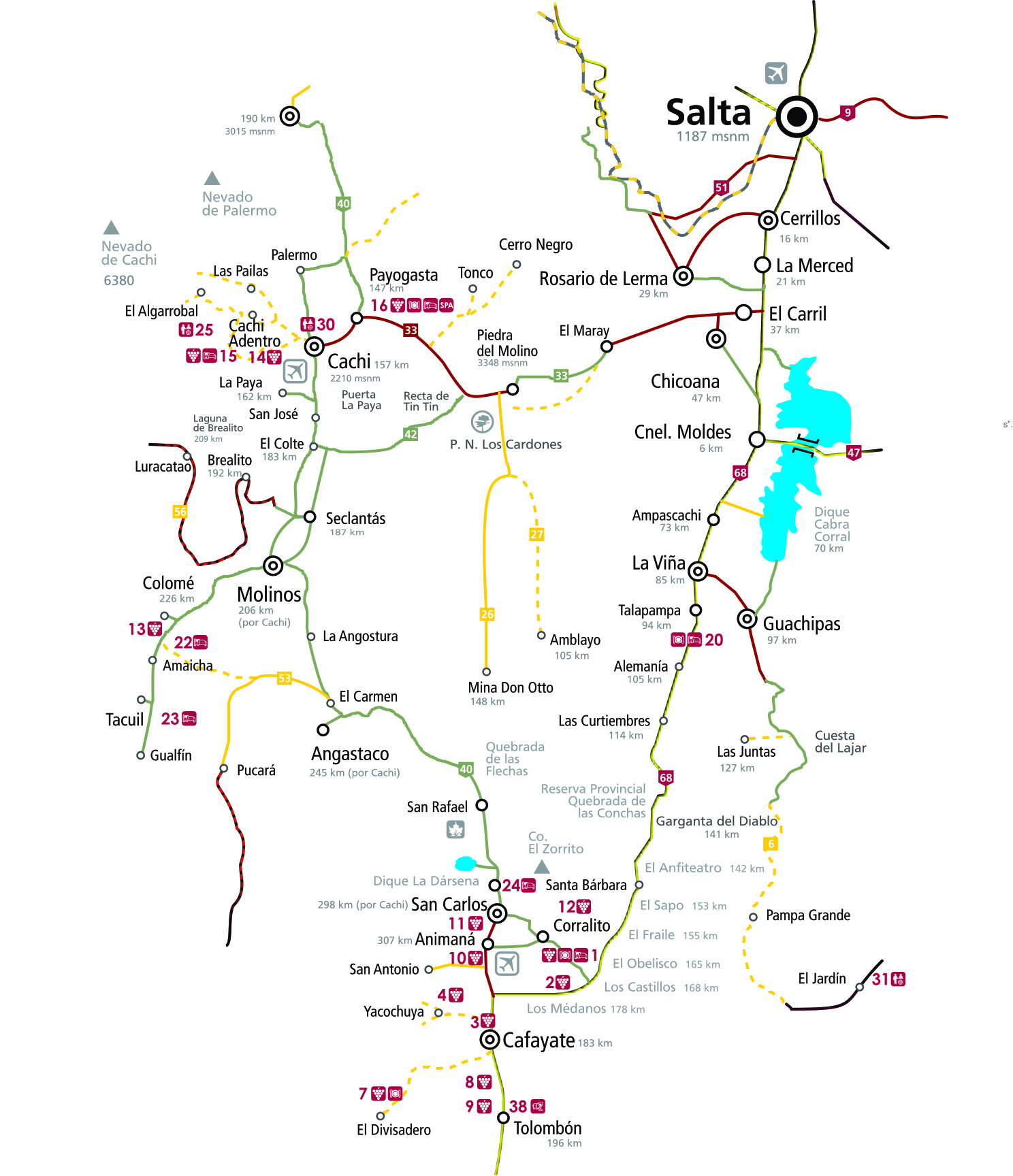 Mapas de los Caminos del Vino de Argentina - Argentina Wine Travel