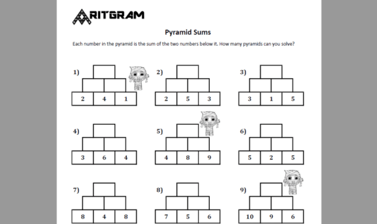 Number Pyramids Worksheet