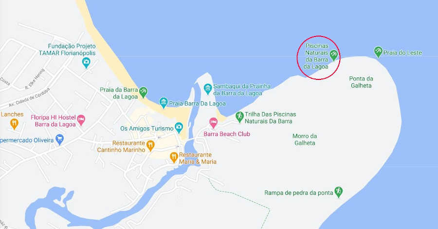 mapa piscinas naturais barra da lagoa