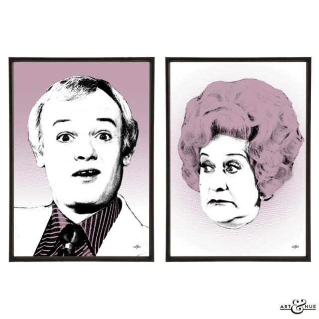 John Inman & Mollie Sugden pair of pop art prints by Art & Hue