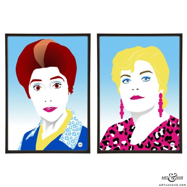 Walford pair of Eastenders soap queens June Brown & Pam St Clement pop art prints by Art & Hue