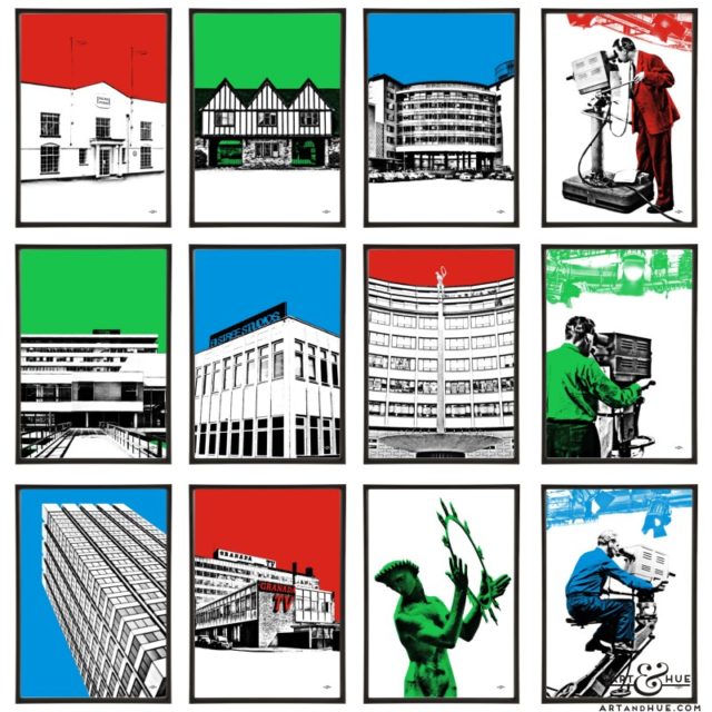 Studios group of twelve pop art prints by Art & Hue