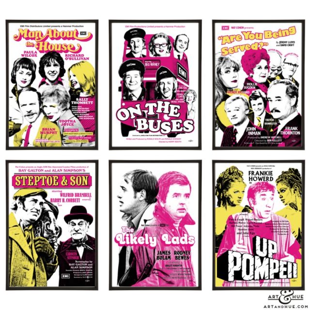 70s sitcoms group of pop art prints by Art & Hue