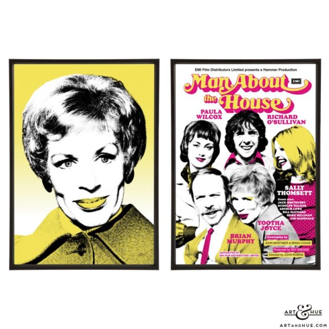 Yootha Joyce & Man About The House pair of stylish pop art prints by Art & Hue