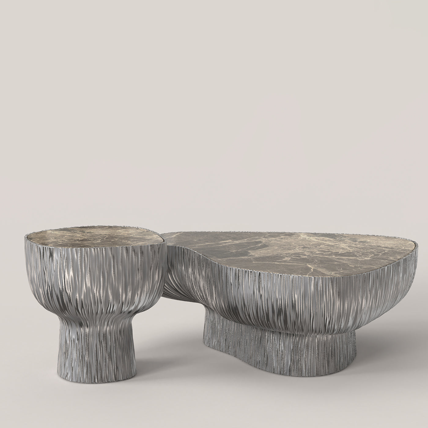 Giava V1 Irregular Breccia Paradiso Marble & Metal Side Table - Alternative view 4