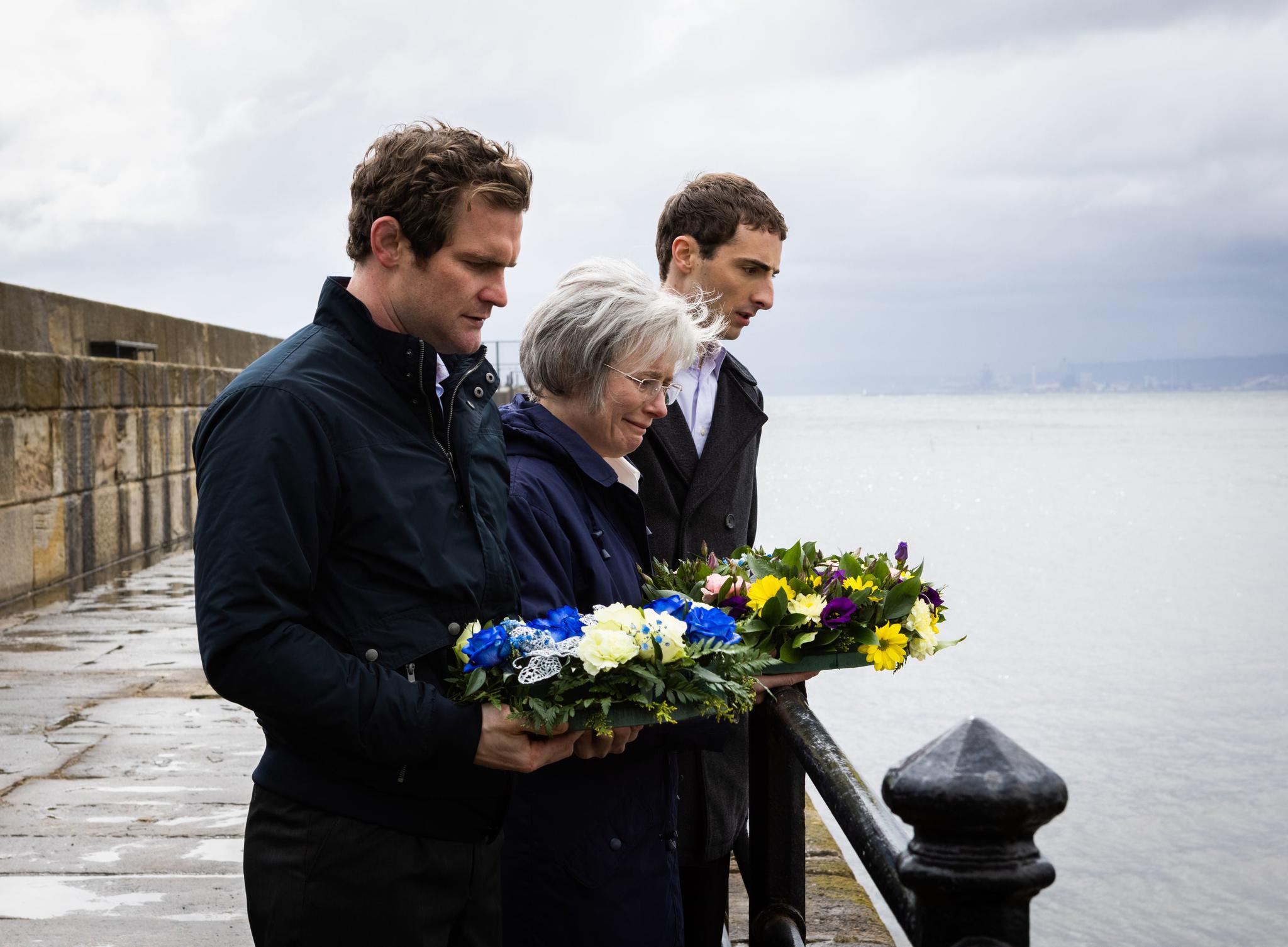 Mark Stanley, Monica Dolan and Dominic Applewhite in The Thief, His Wife and the Canoe (PA)