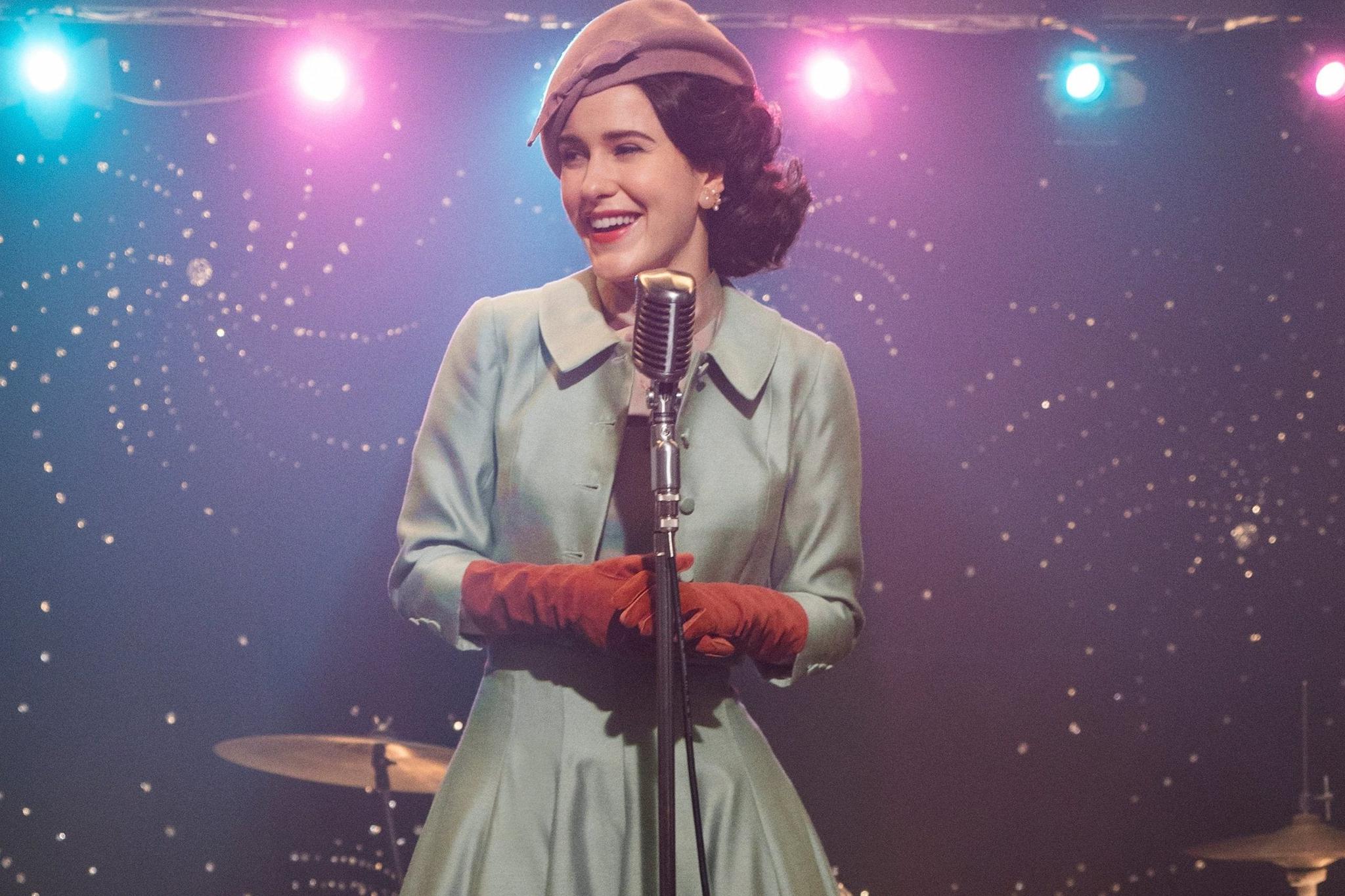 <p>Brosnahan in The Marvellous Mrs Maisel</p>Nicole Rivelli/Amazon via AP