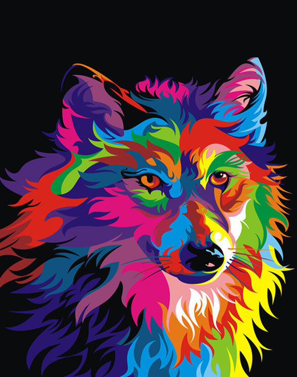 Rainbow Wolf Diamond Painting Painting | Diamond Painting Kits