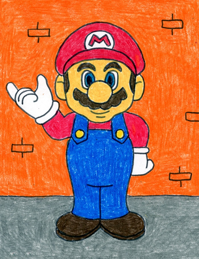 How to Draw Mario Easy, Step-by-Step Art Lesson for Kids