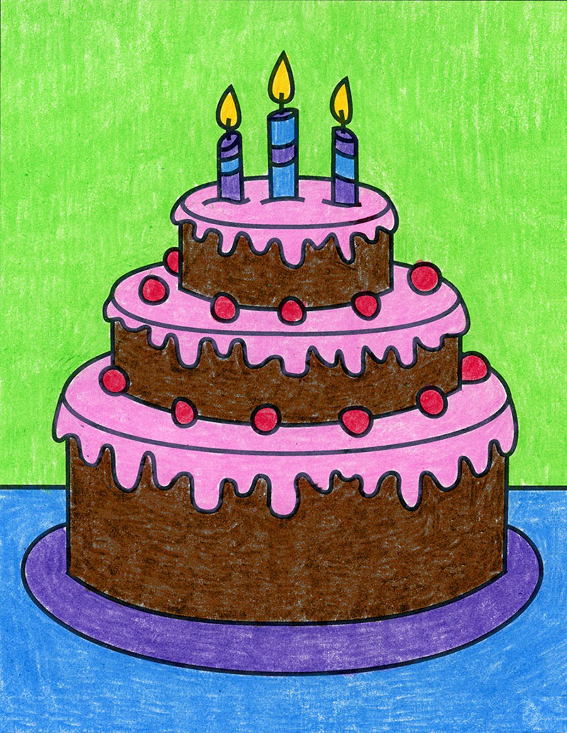 How to Draw a Birthday Cake: Easy, Step-by-Step Art Lesson for Kids