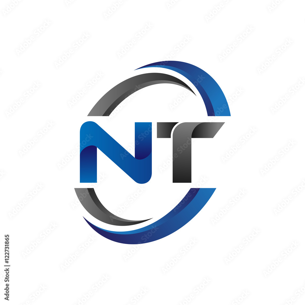 Simple Modern Initial Logo Vector Circle Swoosh nt