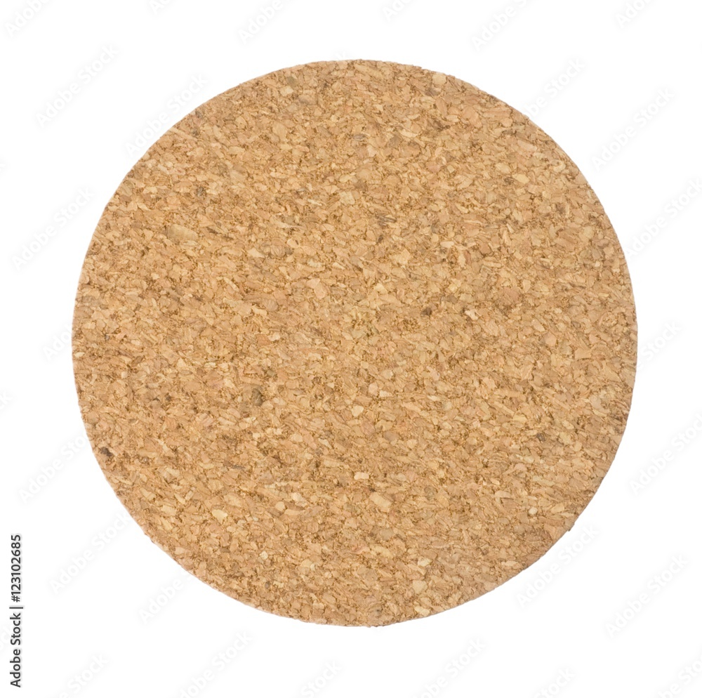 Round Cork Table Coaster on White Background