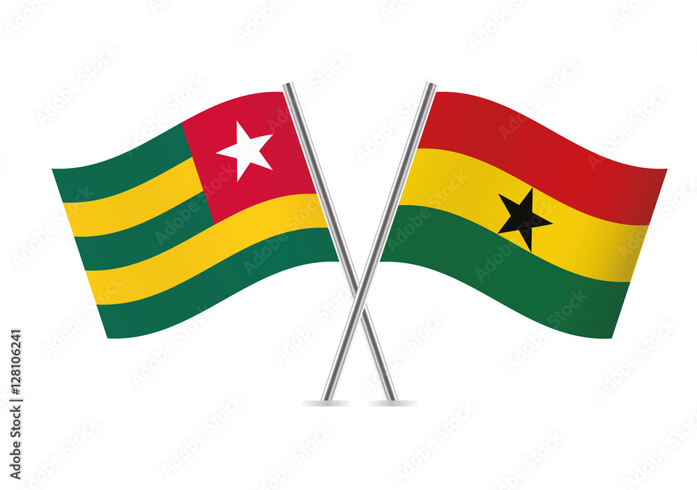 Togo and Ghana flags. Vector illustration.