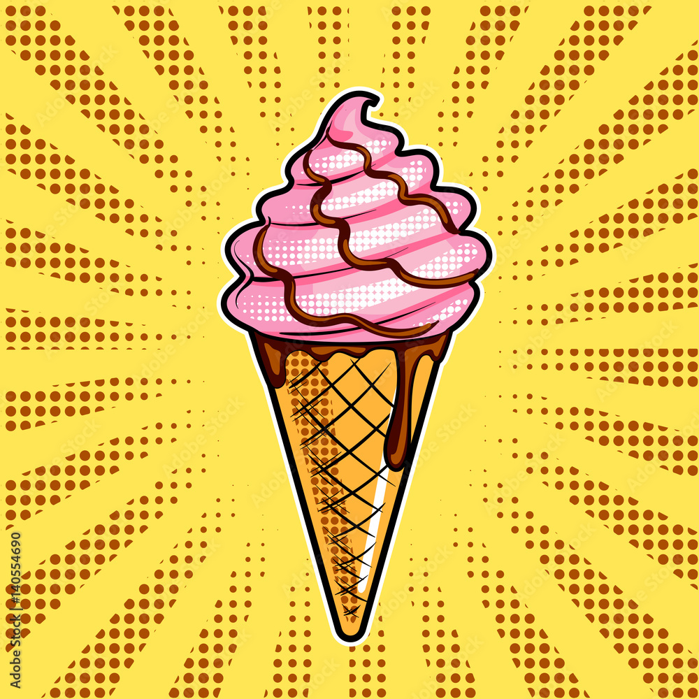 Ice cream pop art vector illustration