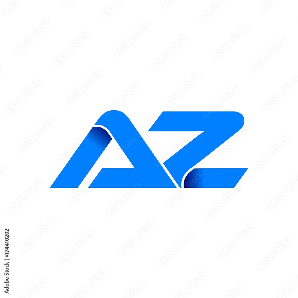 az logo initial logo vector modern blue fold style