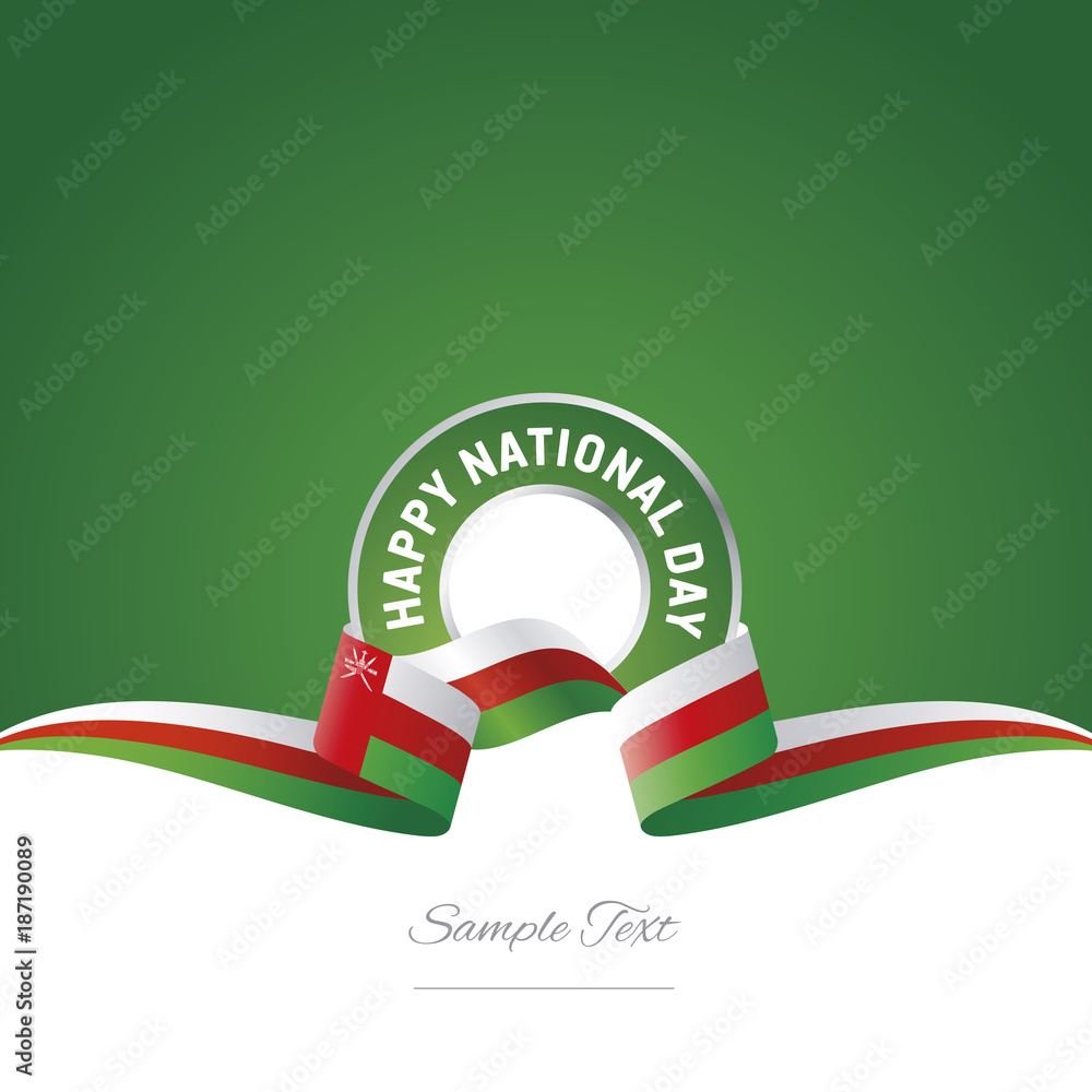 National Day Oman flag ribbon color label logo icon