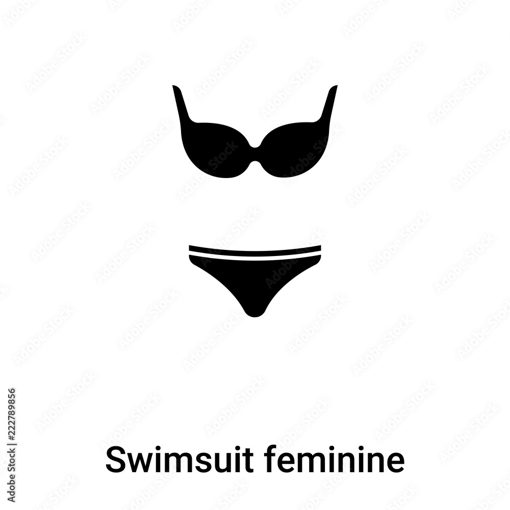 Swimsuit feminine icon vector isolated on white background, logo concept of Swimsuit feminine sign on transparent background, black filled symbol