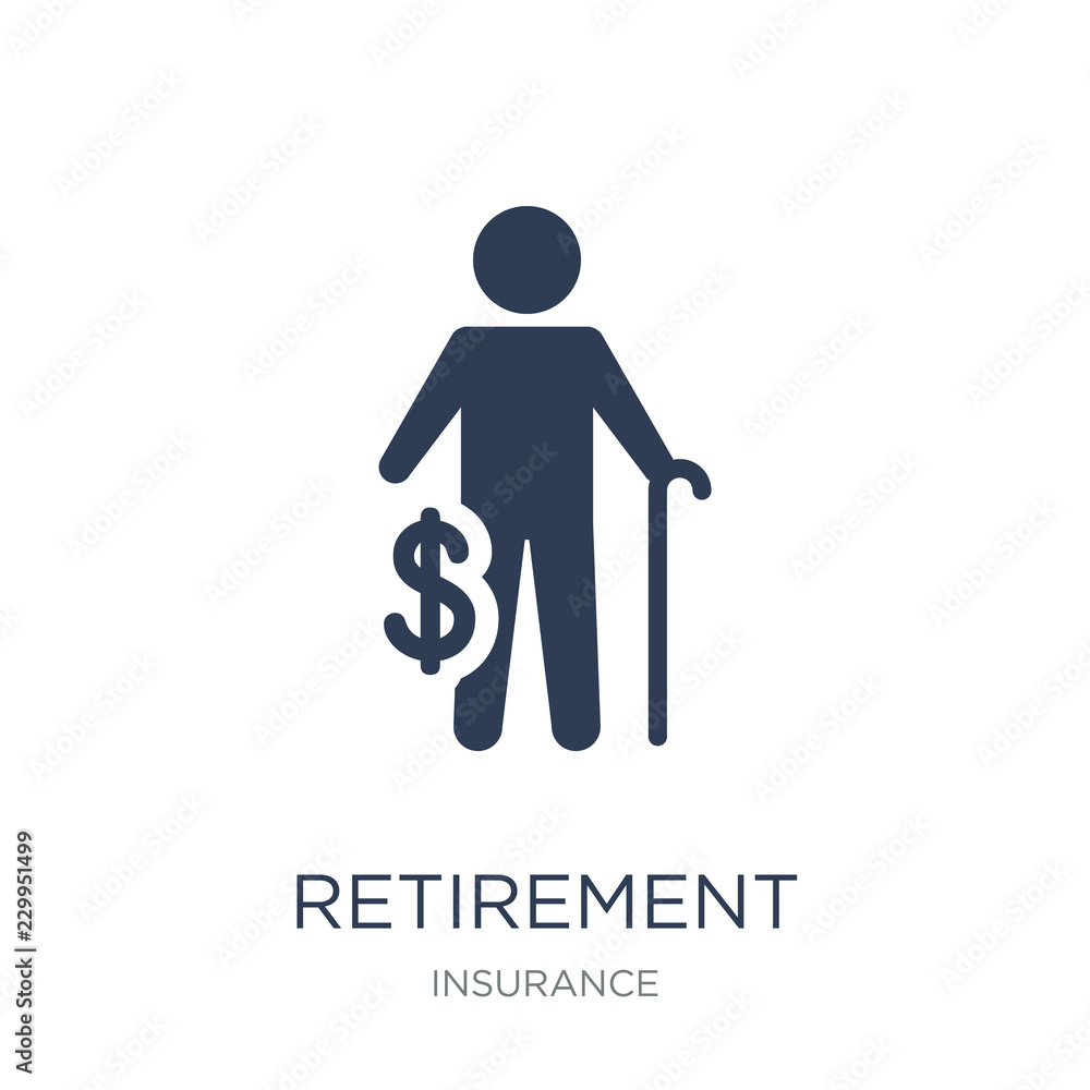 Retirement icon. Trendy flat vector Retirement icon on white background from Insurance collection