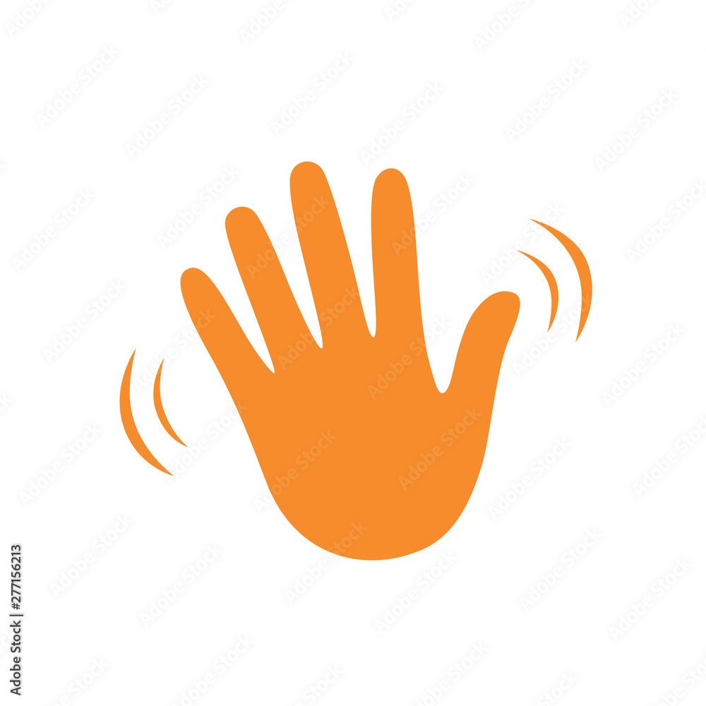 Hand wave waving hi or hello gesture flat vector icon for apps and websites. Greeting sign. Hello symbol.