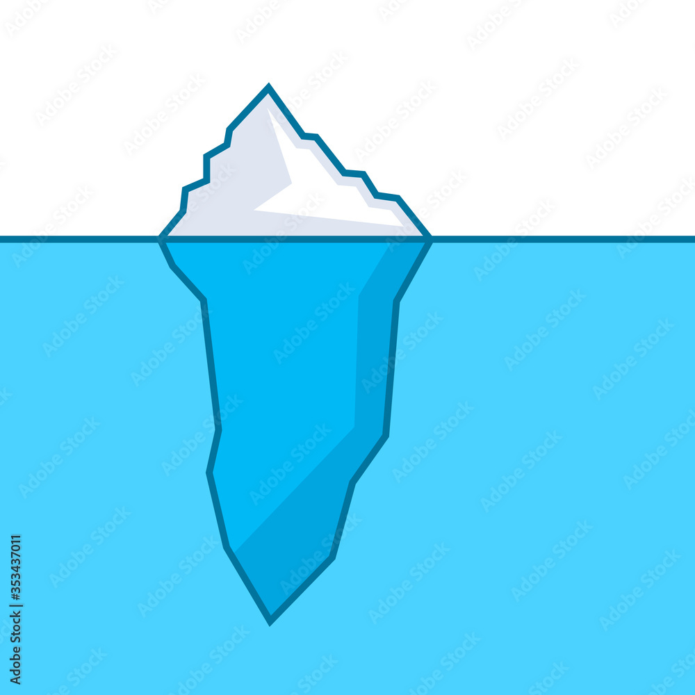 Iceberg model blank diagram. Clipart image isolated on white background