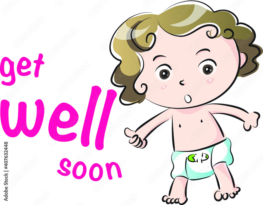 vector cartoon get well soon card