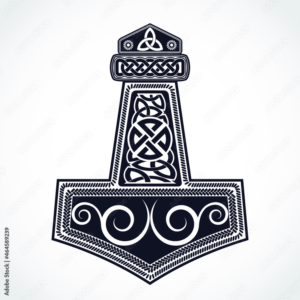 Thor hammer mjolnir ornamental viking symbol