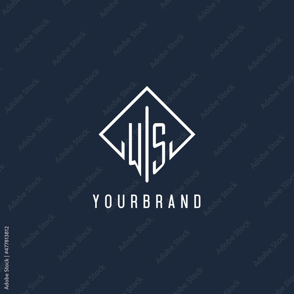 WS initial logo with luxury rectangle style design