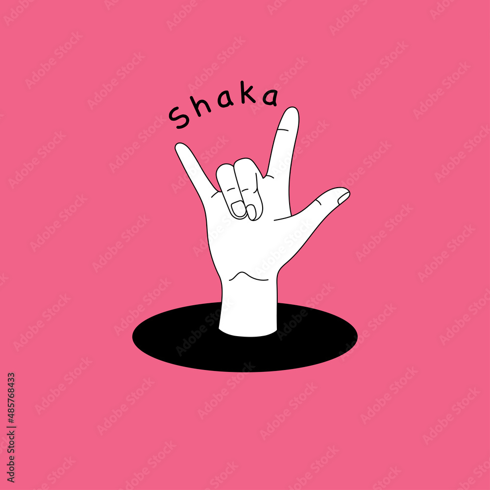 Shaka hand sign  Vector illustration